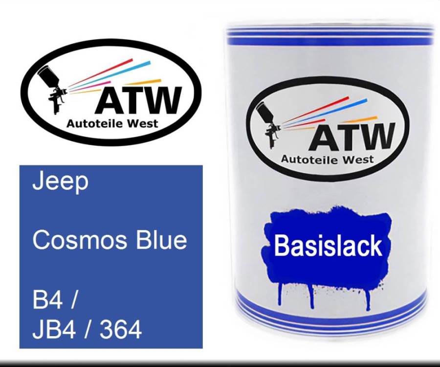 Jeep, Cosmos Blue, B4 / JB4 / 364: 500ml Lackdose, von ATW Autoteile West.